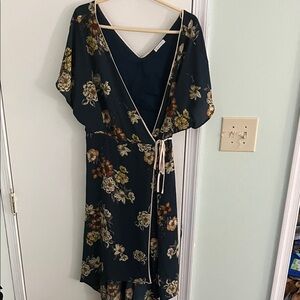 Leith Dark Green Floral Wrap Dress